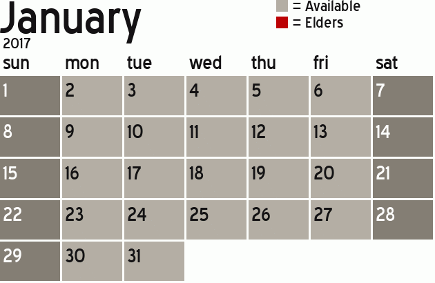 Missionary Dinner Calendar