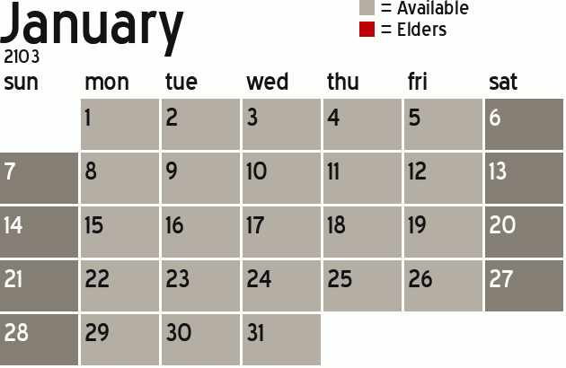 Missionary Dinner Calendar