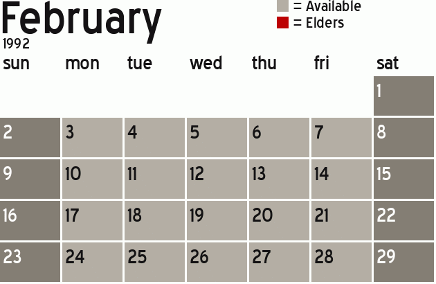 Missionary Dinner Calendar