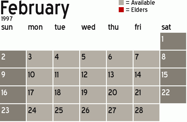 Missionary Dinner Calendar