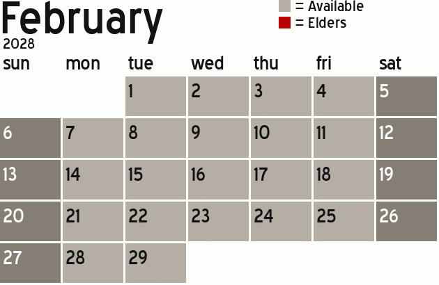 Missionary Dinner Calendar