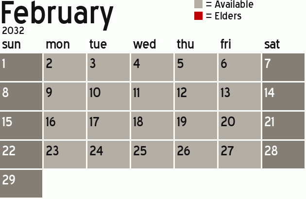 Missionary Dinner Calendar