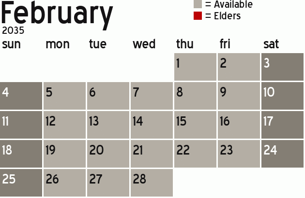 Missionary Dinner Calendar