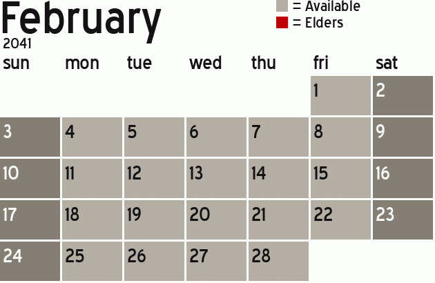 Missionary Dinner Calendar