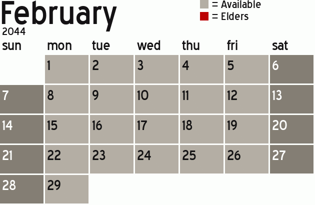 Missionary Dinner Calendar