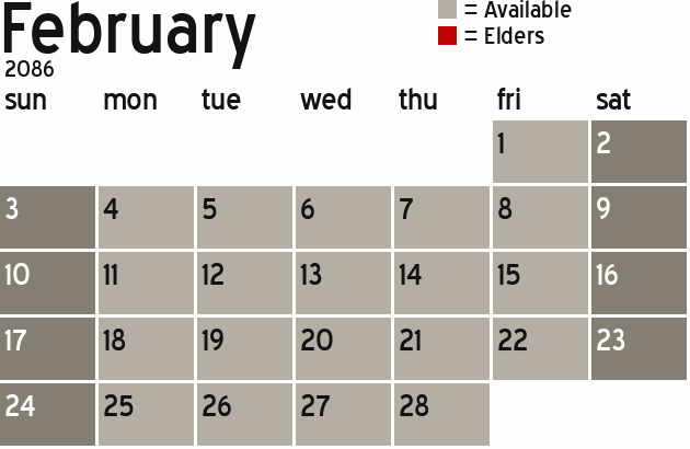 Missionary Dinner Calendar