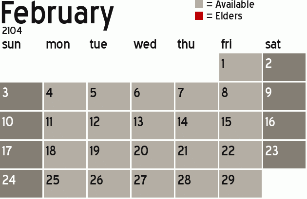 Missionary Dinner Calendar