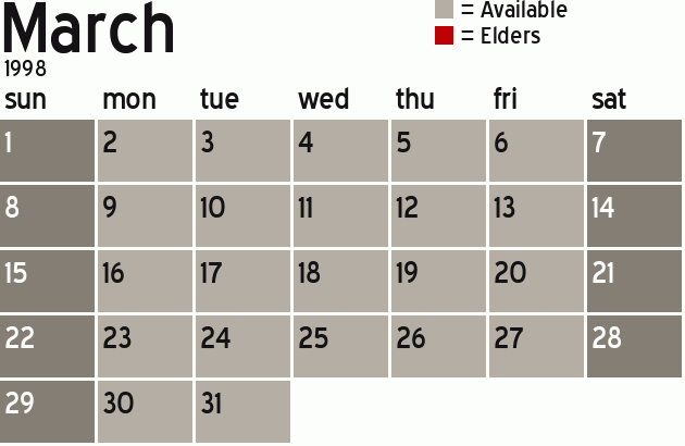 Missionary Dinner Calendar