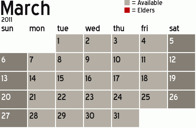 Missionary Dinner Calendar