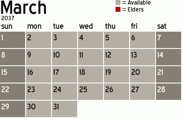 Missionary Dinner Calendar