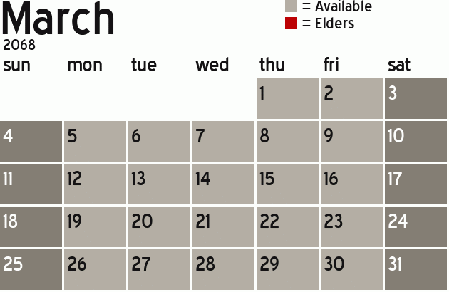 Missionary Dinner Calendar