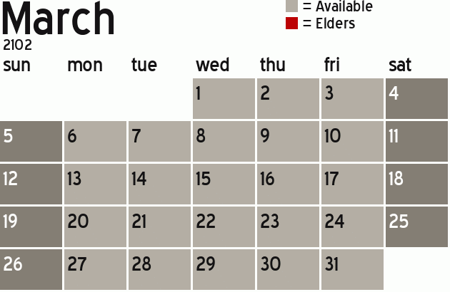 Missionary Dinner Calendar