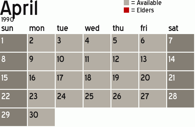 Missionary Dinner Calendar