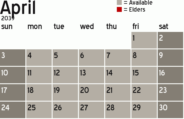 Missionary Dinner Calendar