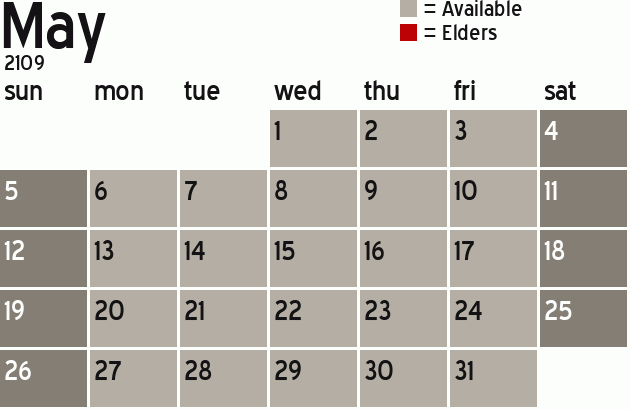 Missionary Dinner Calendar