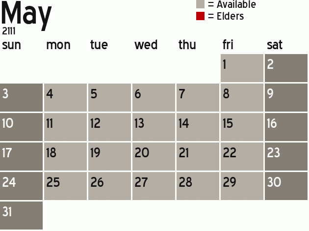Missionary Dinner Calendar