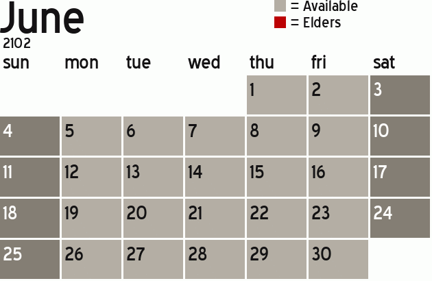 Missionary Dinner Calendar