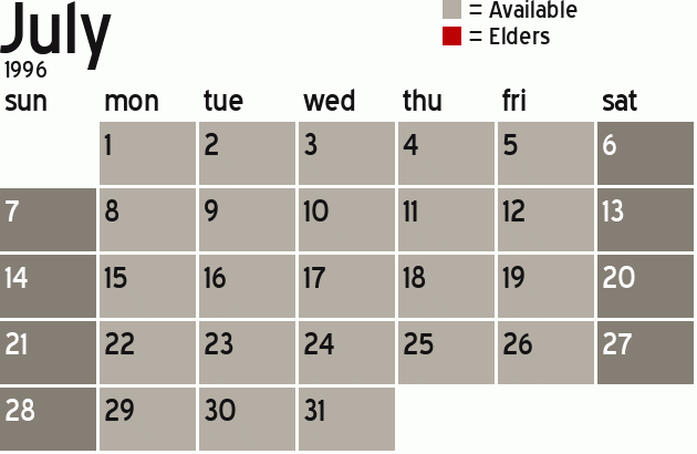 Missionary Dinner Calendar