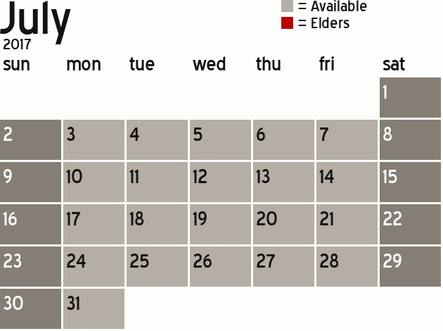 Missionary Dinner Calendar