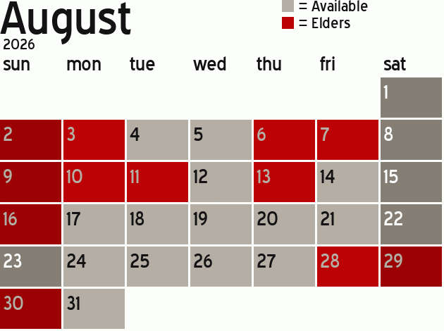 Missionary Dinner Calendar