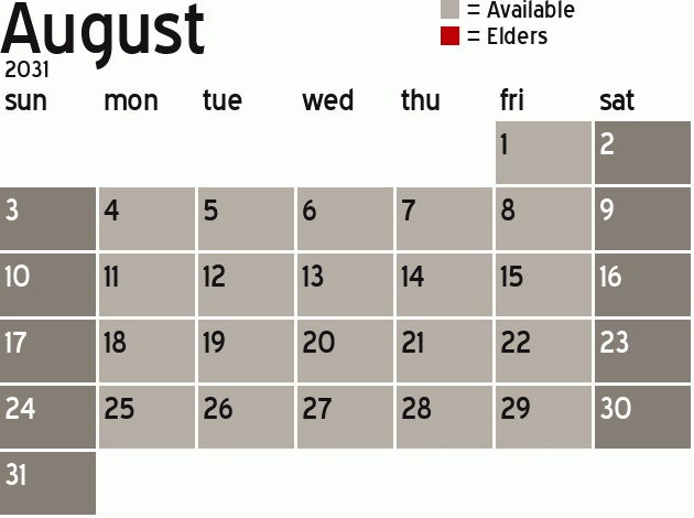 Missionary Dinner Calendar
