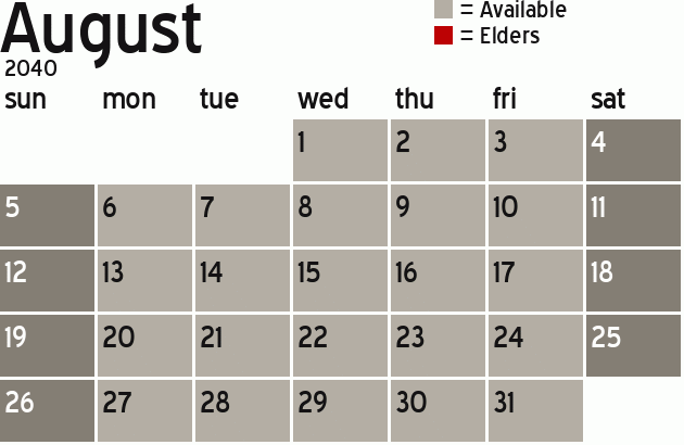 Missionary Dinner Calendar