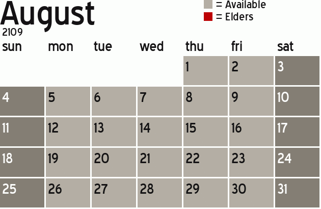 Missionary Dinner Calendar