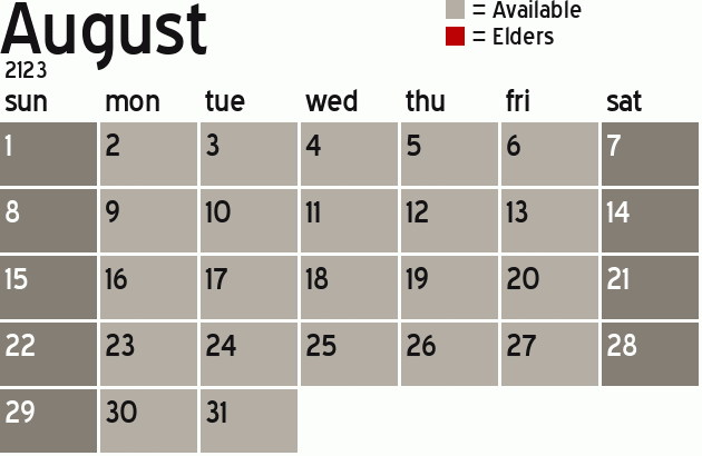 Missionary Dinner Calendar