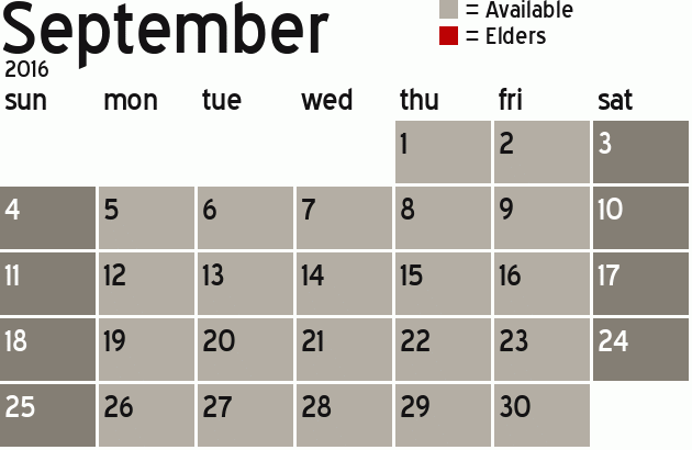 Missionary Dinner Calendar