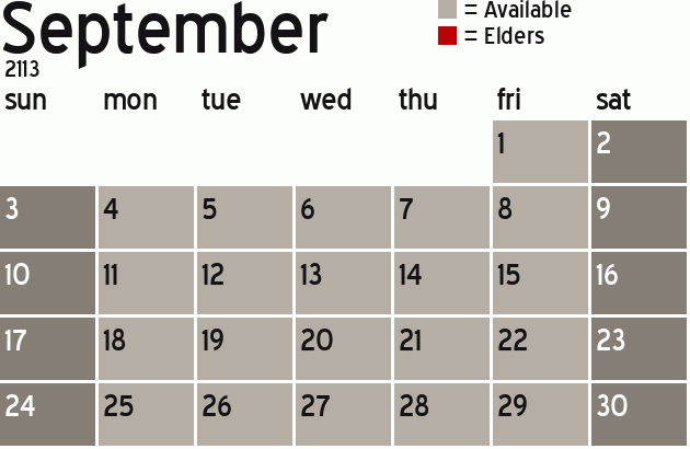 Missionary Dinner Calendar