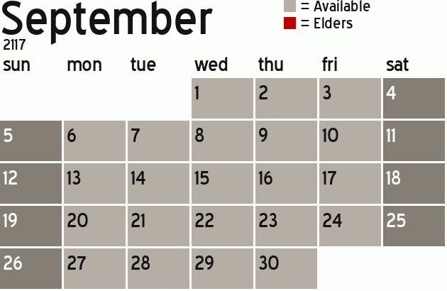 Missionary Dinner Calendar