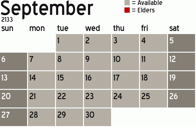 Missionary Dinner Calendar