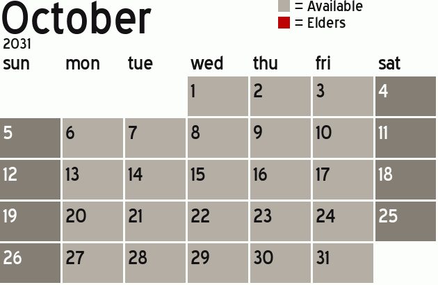 Missionary Dinner Calendar