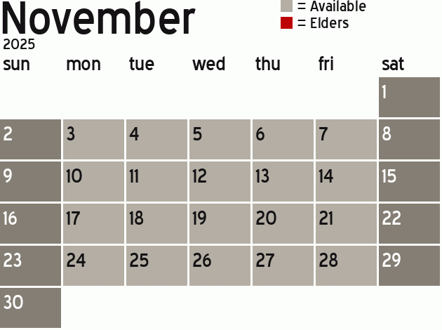 Missionary Dinner Calendar