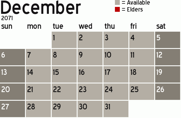 Missionary Dinner Calendar