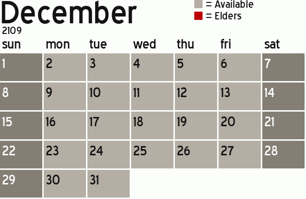 Missionary Dinner Calendar